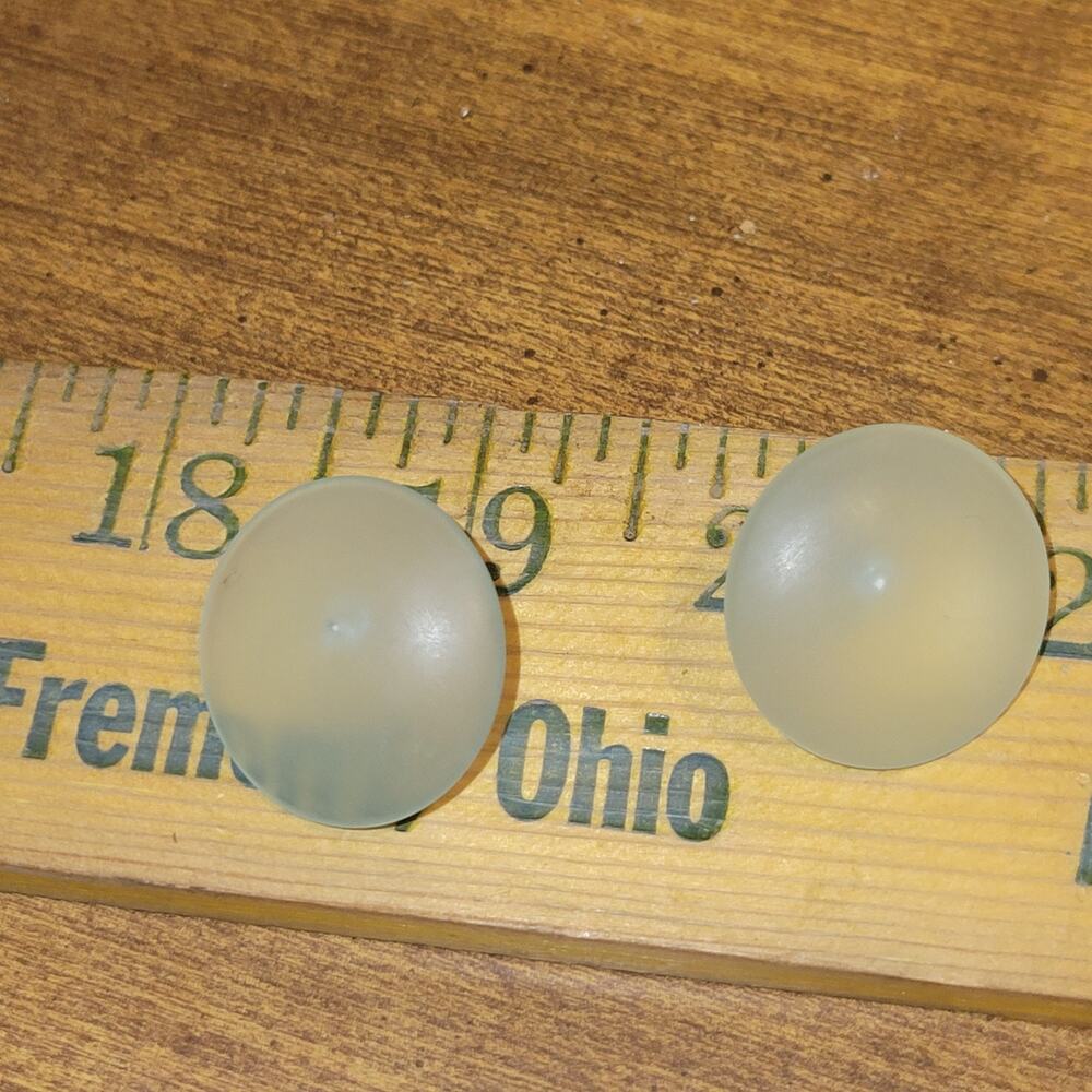 Frosted Matte Lucite Dome Stud Earrings – Retro Mod Minimalist Style, Light Blue